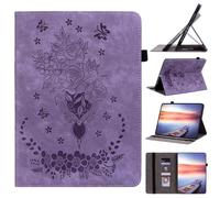 Funda para Honor Pad X8a/Pad X9 2024, piel sintética de alta calidad, diseño de mariposa, flor, a prueba de golpes, soporte multiángulo, ajuste delgado, ligera, para Honor Pad X8a/Pad X9 2024, morado