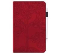 Funda para Honor Pad X8a/Pad X9 2024 - [Protección de esquinas] Soporte de visualización multiángulo, árbol en relieve con bolsillo y soporte para lápices, encendido automático y apagado rojo
