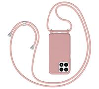 Funda para Honor X8A con Cuerda, Carcasa Silicona con Cordón Correa Colgante Ajustable Collar Moda Teléfono Case Cover, Anti-Choque Anti-arañazos, Rosado