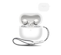 Funda para Huawei FreeClip 2 auriculares inalámbricos, daunke funda de protección flexible de silicona, funda suave para la piel con correa, protección completa, color blanco