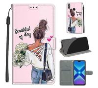 Funda para Huawei Honor 8X, Carcasa Libro con Tapa de Cuero Piel Billetera Case Flip Cover con Kickstand, Hebilla Magnetica, Ranuras para Tarjetas Carcasa para Huawei View 10 Lite/Huawei V10 Lite