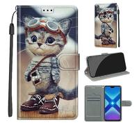 Funda para Huawei Honor 8X, Carcasa Libro con Tapa de Cuero Piel Billetera Case Flip Cover con Kickstand, Hebilla Magnetica, Ranuras para Tarjetas Carcasa para Huawei View 10 Lite/Huawei V10 Lite