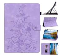 Funda para Huawei MatePad SE 11 2024, ligera, con estampado de flores en relieve, funda de piel sintética con función atril plegable para Huawei MatePad SE 11 2024, color morado