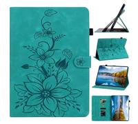 Funda para Huawei MatePad SE 11 2024, ligera, con estampado de flores en relieve, funda de piel sintética con función atril plegable para Huawei MatePad SE 11 2024, verde