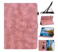 Funda para Huawei MatePad SE 11 2024, ligera, con estampado de flores en relieve, funda de piel sintética con función atril plegable para Huawei MatePad SE 11 2024, color rosa