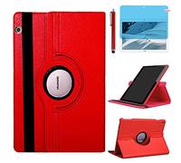 Funda para Huawei MediaPad T3 10 2017 Casos 9.6 Inch AGS-W09 AGS-L09 AGS-L03,360 Rotación Soporte Protección Cubrir Case,Tener bolígrafo,Película Protectora (Red)