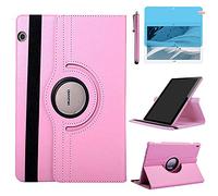 Funda para Huawei MediaPad T3 10 2017 Casos 9.6 Inch AGS-W09 AGS-L09 AGS-L03,360 Rotación Soporte Protección Cubrir Case,Tener bolígrafo,Película Protectora (Pink)