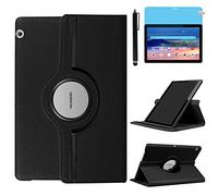 Funda para Huawei MediaPad T5 10 2018 Casos 10.1 Inch AGS2-W09 AGS2-L09 AGS2-L03,360 Rotación Soporte Protección Cubrir Case,Tener bolígrafo,Película Protectora (Black)