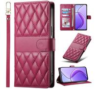 Funda para Huawei Nova 12 SE con Tarjetero, Case Protectora Tipo Libro de Piel sintética para Huawei Nova 12 SE-Rojo