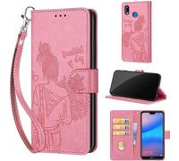 Funda para Huawei P20 Lite/Nova 3e Carcasa, Premium Cuero Flip Folio Protección Plegable Case Carcasa Compatible Huawei P20 Lite/Nova 3e Rosa