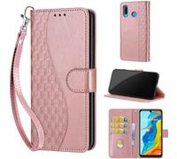 Funda para Huawei P30 Lite/Nova 4e Carcasa, Funda de Cuero de Flip Móvil Plegable Carcasa con [Ranura para Tarjeta] para Huawei P30 Lite/Nova 4e Rosa Dorado