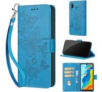 Funda para Huawei P30 Lite/Nova 4e Carcasa, Funda de Cuero de Flip Móvil Plegable Carcasa con [Ranura para Tarjeta] para Huawei P30 Lite/Nova 4e Azul