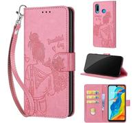 Funda para Huawei P30 Lite/Nova 4e Carcasa, Funda de Cuero de Flip Móvil Plegable Carcasa con [Ranura para Tarjeta] para Huawei P30 Lite/Nova 4e Rosa