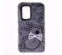 Funda para Huawei P40 Pro Case Glitter Gems Fluffy Fur Plush Skin Cover Bonita Rabbit Soft Gel Case Bumper Funda Silicona Protectora Ultra Delgado Protección Caso para Huawei P40 Pro,Conejo gris
