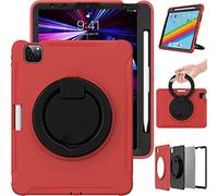 Funda para iPad 10.2 2019/2020/2021, a Prueba de Golpes, de Silicona para niños y niñas, con Protector de Pantalla, Soporte para lápiz, Soporte para la Tapa del bolígrafo, asa y Soporte (Rojo)