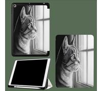 Funda para iPad 10.2 9ª/8ª/7ª Generación (2021/2020/2019) - Tri-Fold Carcasa con Función de Soporte y Auto-Reposo/Activación Animales Lindos Gato