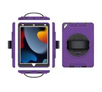 Funda para iPad 10.2 para niños y niñas Funda para Tablet Robusta y Duradera con Soporte Giratorio de 360 Grados, Soporte para bolígrafos, Funda Ajustable, Morado
