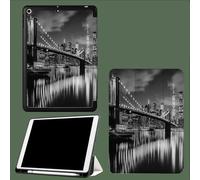 Funda para iPad 10.9 Pulgadas 10ª Generación con Soporte para Lápiz, Auto Sleep/Wake,Tríptico Funda Cara para Mujeres Hombres Niñas Horizonte Ciudad Nueva York Edificio Puente - Gris
