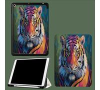 Funda para iPad 10.9 Pulgadas 10ª Generación con Soporte para Lápiz, Auto Sleep/Wake,Tríptico Funda Cara para Mujeres Hombres Niñas Cara Tigre Abstracto Animales - Amarillo