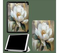 Funda para iPad 10ª Generación 2022 10,9 Pulgadas 2022,Cubierta Ultra Delgada Carcasa con Portalápiz,Activación/Reposo Automático para iPad 10th Generation Flores Blancas