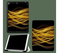 Funda para iPad 10 Generación 2022 Tableta 10.9 Pulgadas, iPad 10.9" 10th Generación con Portalápiz,Soporte Tríptico, Auto-Sueño/Estela, Cubierta Protectora Rayas Doradas Curva - Negro