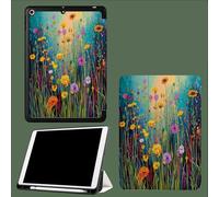 Funda para iPad 10 Generación 2022 Tableta 10.9 Pulgadas,iPad 10.9" 10th Generación con Portalápiz,Soporte Tríptico,Auto-Sueño/Estela,Cubierta Protectora Silvestres Flor Pétalos Abstracto Flores