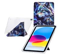 Funda para iPad 11.ª Generación (A16) 11" 2025 / iPad 10 10.9" (2022), Delgada Smart Cover con Auto-Sueño/Estela, Soporte de Visualización Multiángulo, Bandeja para Bolígrafos - Lobos