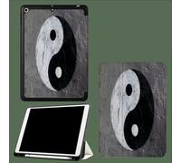 Funda para iPad 11ª Gen 2025(A16) de 11 Pulgadas,Visión multiángulo con portalápices,Reposo/Encendido automático Símbolo Yin Y Yang Tai Chi Pared Vieja - Gris