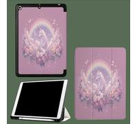 Funda para iPad 11ª Gen 2025 (A16) de 11 Pulgadas, Visión multiángulo con portalápices, Reposo/Encendido automático Cuento Hadas Caballo Dibujos Animados Animales - Rosa