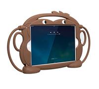 Funda para iPad 2017/2018 - CHINFAI [Serie de monos de doble cara] a prueba de golpes Soporte de silicona Funda protectora para iPad 9.7 pulgadas 5ª/6ª/Pro/Air/Air2 Tablet marrón 37*24*4.7cm
