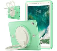 Funda para iPad 2017/2018 de 9,7 Pulgadas, Triple protección de Pantalla, Resistente y a los Golpes, con Soporte Giratorio Plegable de 360°, Color Beige y Verde