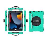 Funda para iPad 9.7 2017 2018/Pro9.7/Air2 de generación con Protector de Pantalla, Soporte para lápiz Kickstand 360, Correa de Mano giratoria (Verde Jade)