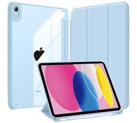 Funda para iPad (A16) 11.ª/10.ª Generación (2025/2022) con Portalápiz, Clara Transparente Carcasa Trasera Slim Soporte Antigolpes Cover Tableta, Auto Sueño/Despertar, Cielo Azul