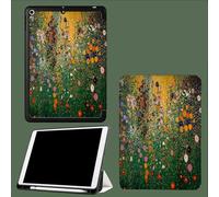 Funda para iPad A16 11ª Generación 11 Pulgadas 2025 con Ranura de Lapiz,Cubierta de Carcasa Tríptico Auto Sueño/Despertar Flores Verdes Flores Pintura Al Óleo Plantas - Verde Oliva