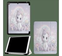 Funda para iPad A16 11ª Generación 11 Pulgadas 2025 con Ranura de Lapiz, Cubierta de Carcasa Tríptico Auto Sueño/Despertar Soñador Caballo Flores Cuentos Hadas Animales - Rosa