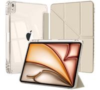 Funda para iPad Air 13 Pulgadas M4/M3/M2 (2026/2025/2024) con Soporte para Pencil, 6 en 1 Ángulos de Visión Múltiples, Tapa Trasera Transparente, Auto-Sueño/Estela, 3-Estrella