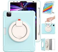 Funda para iPad Air de 5 Gen/4 Gen 10,9 Pulgadas con asa, Ultraligera y Resistente Funda para niños con Soporte Giratorio y Soporte para bolígrafos, Color Azul Claro