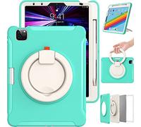 Funda para iPad Air de 5 Gen/4 Gen 10,9 Pulgadas con asa, Ultraligera y Resistente Funda para niños con Soporte Giratorio y Soporte para bolígrafos, Color Verde