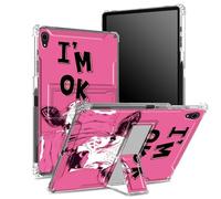 Funda para iPad Air de 5ª generación 2022 / iPad Air 4ª 2020, funda de 10.9 pulgadas con soporte para lápices, parte trasera transparente con diseño de vaca rosa I'm OK, protección de esquinas a