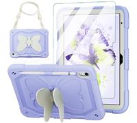 Funda para iPad de 10.ª generación de 10.9 pulgadas 2022 para niños y niñas con protector de pantalla, correa para el hombro, soporte para lápices, soporte y soporte, bonita funda protectora