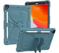 Funda para iPad de 10.2 Pulgadas 2021/2020/2019 con Correa para el Hombro, Funda Protectora Resistente a Prueba de Golpes con Soporte de Mariposa para 9ª/8ª/7ª generación, Azul Marino