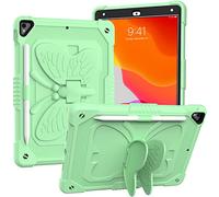 Funda para iPad de 10.2 Pulgadas 2021/2020/2019 con Correa para el Hombro, Funda Protectora Resistente a Prueba de Golpes con Soporte de Mariposa para 9ª/8ª/7ª generación (Verde)