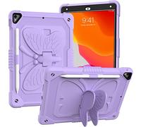 Funda para iPad de 10.2 Pulgadas 2021/2020/2019 con Correa para el Hombro, Funda Protectora Resistente a Prueba de Golpes con Soporte de Mariposa para 9ª/8ª/7ª generación (púrpura)