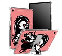 Funda para iPad de 10.2 pulgadas (modelo 2021/2020/2019, generación 9/8/7) con soporte para lápices, parte trasera transparente con linda chica zombi, protección de esquinas a prueba de golpes con