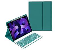 Funda para iPad de 10ª generación con teclado 2022 de 10.9 pulgadas con teclado inalámbrico Bluetooth extraíble (verde oscuro)