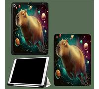 Funda para iPad De 10ª GeneracióN, VersióN 2022, para iPad 10.9 Pulgadas, Funda Delgada De Piel Soporte para LáPiz Soporte Espacio Carpincho Fantasía Animales - Verde