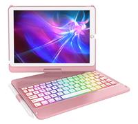 Funda para iPad de 9ª generación con teclado, retroiluminación de 10 colores, teclado iPad para 10.2 pulgadas, 9ª/8ª/7ª/Air 3/Pro de 10.5 pulgadas, funda protectora giratoria de 360° con soporte para
