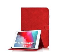 Funda para iPad Mini 7.9 Pulgadas, iPad Mini 5/4/3/2/1 Flip Cover de PU Cuero Protección Múlti Ángulos Soporte Case con Auto Reposo/Activación Protectora Carcasa, Rojo