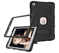 Funda para iPad mini4/5 con Soporte, Resistente, a Prueba de Golpes, híbrida, de Triple Capa, Funda Protectora Suave de Silicona para Apple Tablet (Negro + Negro)
