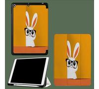 Funda para iPad Pro 11" 2022 2021 2020 4ª 3ª 2ª Generación,Capa Protectora Smart Cover Folio Delgado para iPad Pro 11 Pulgadas Conejo Blanco Gracioso Animales Lindos - Naranja